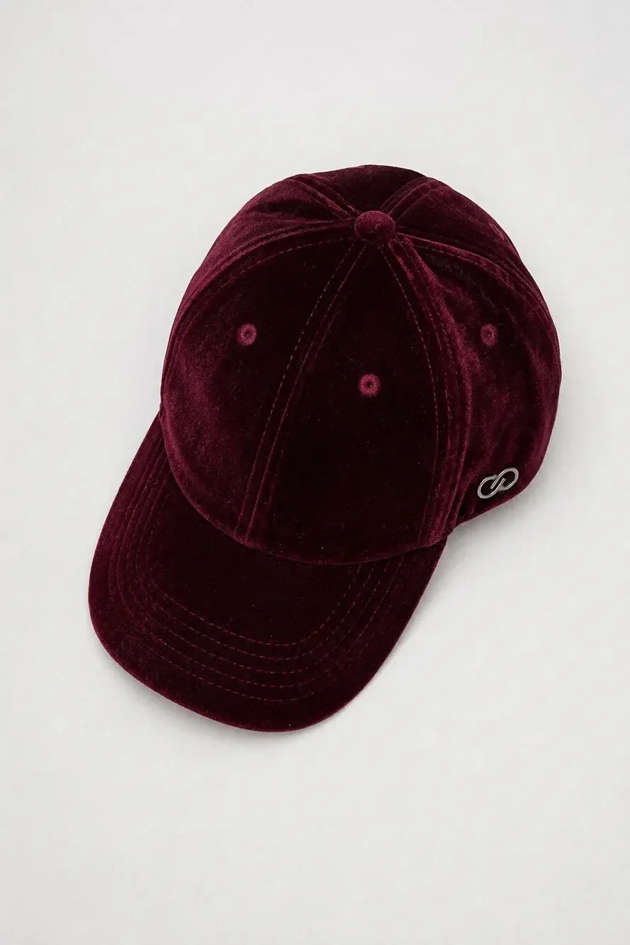 CALIA Burgundy Velvet Baseball Cap